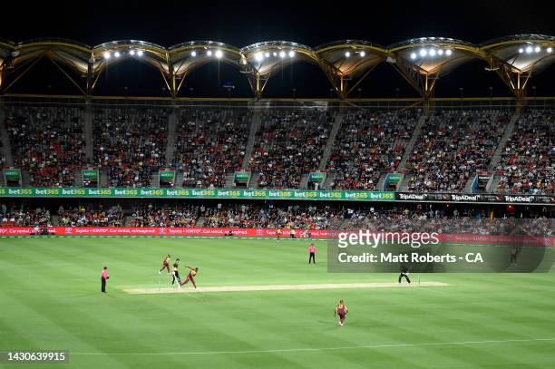 General view during game one of the T20 International series between Australia and the West Indies at Metricon Stadium on October 05, 2022 in Gold...