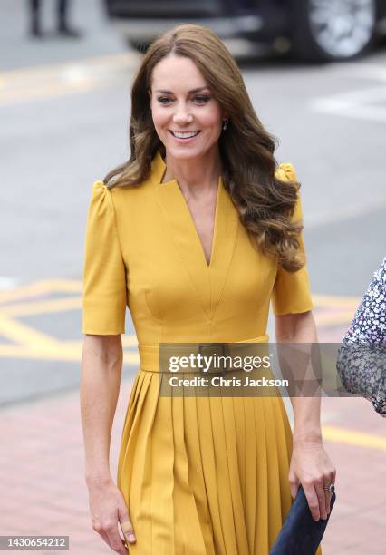 Catherine, Princess of Wales visits the maternity unit at the Royal Surrey County Hospital on October 5, 2022 in Guildford, England.