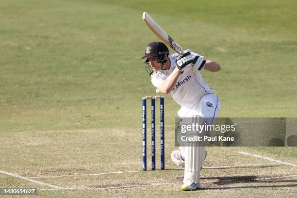 Cameron Bancroft of Western Australia bats during the Sheffield Shield match between Western Australia and New South Wales at the WACA, on October 05...