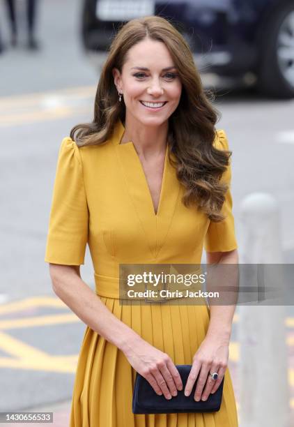 Catherine, Princess of Wales visits the maternity unit at the Royal Surrey County Hospital on October 5, 2022 in Guildford, England.