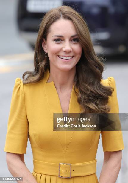 Catherine, Princess of Wales visits the maternity unit at the Royal Surrey County Hospital on October 5, 2022 in Guildford, England.