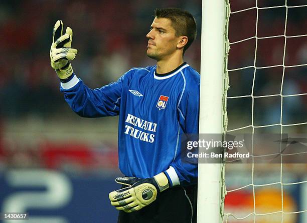 Gregory Coupet of Lyon during the UEFA Champions League First Phase Group D match between Ajax and Lyon at the Amsterdam ArenA in Amsterdam on...