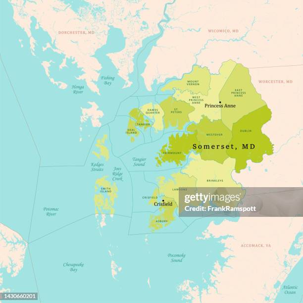 md somerset county vector map green - chesapeake bay stock illustrations