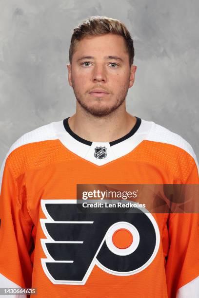 Cam Atkinson of the Philadelphia Flyers poses for his official headshot for the 2022-2023 season on September 21, 2022 at the Wells Fargo Center in...