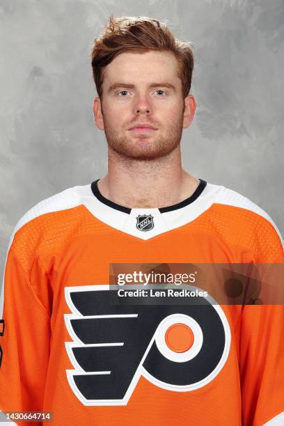 Cam York of the Philadelphia Flyers poses for his official headshot for the 2022-2023 season on September 21, 2022 at the Wells Fargo Center in...