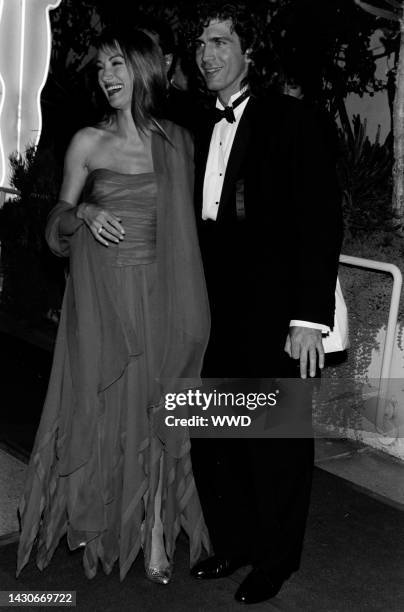 Jane Seymour and Joe Lando attend a party at Spago in West Hollywood, California, on March 30, 1992.