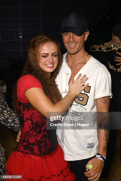 Maisie Smith and Max George attend the "Strictly Ballroom" after party on October 04, 2022 in Bromley, England.