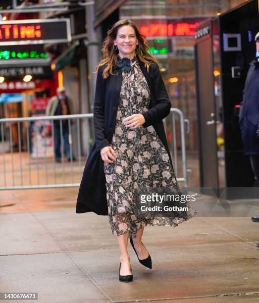 Hilary Swank is seen at GMA on October 05, 2022 in New York City.