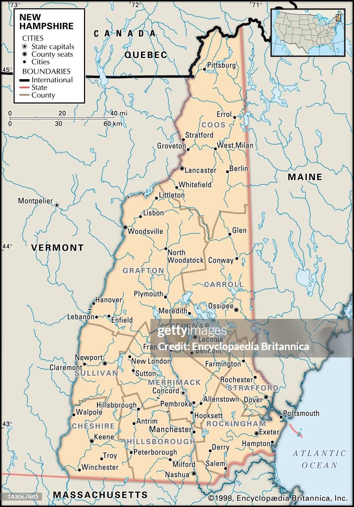 Map Of New Hampshire, Political Map Of The State Of New Hampshire. News ...