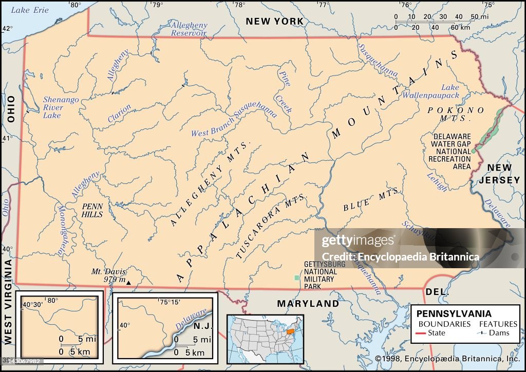 Physical Map Of Pennsylvania