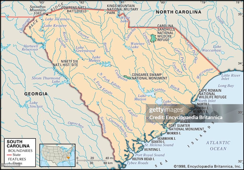 Physical Map Of South Carolina