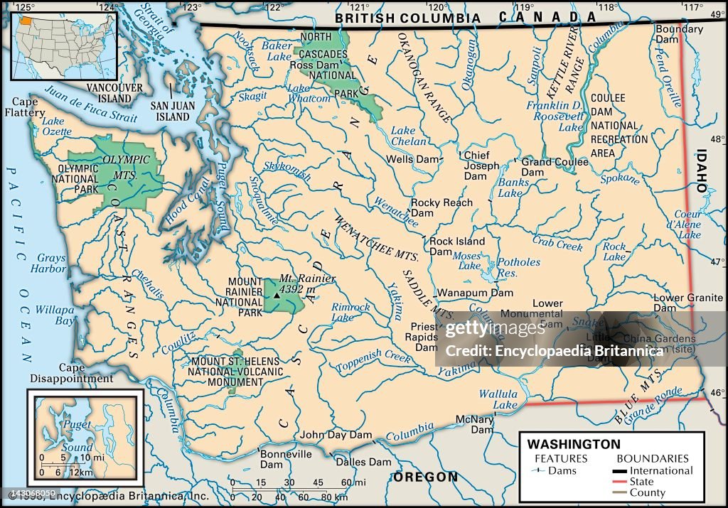 Map Of Washington State , Physical Map Of The State Of Washington ...
