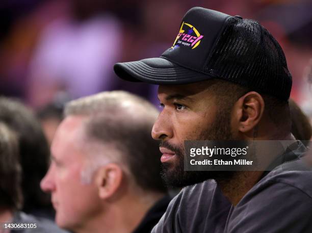 Basketball player DeMarcus Cousins attends an exhibition game between Boulogne-Levallois Metropolitans 92 and G League Ignite at The Dollar Loan...