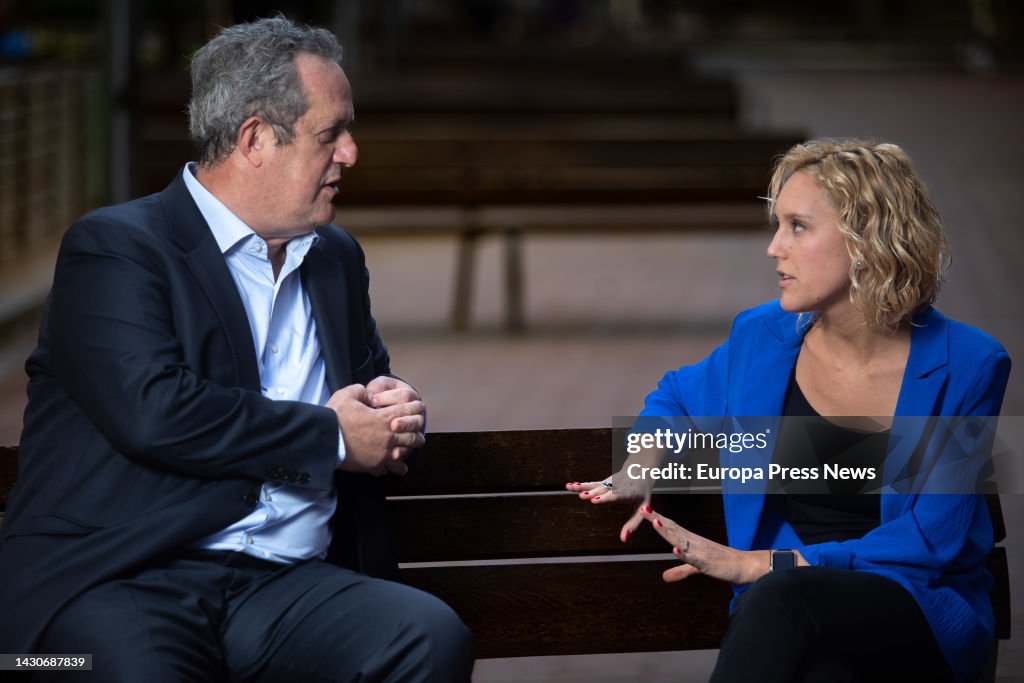 Europa Press Interview With Joaquim Forn (junts) And Journalist Magda Gregori.