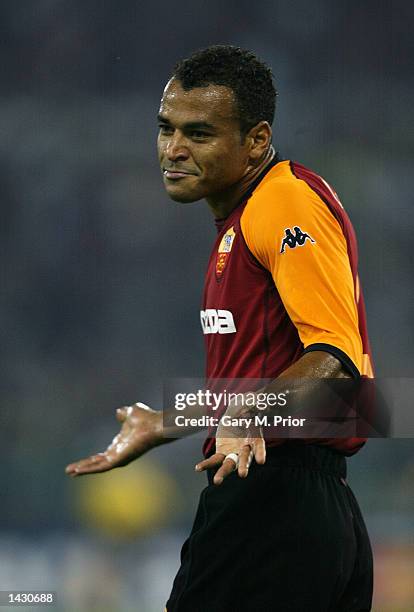 Cafu of Roma during the UEFA Champions League First Phase Group C match between AS Roma and Real Madrid at the Stadio Olimpico in Rome, Italy on...