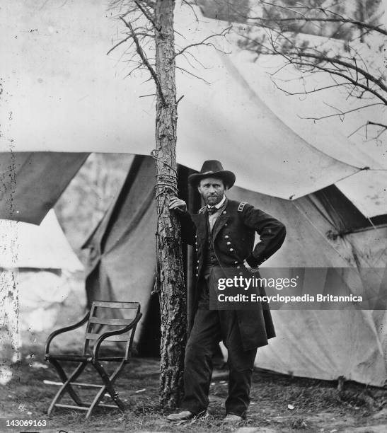 General Ulysses S, Grant, General Ulysses S, Grant At His Headquarters In Cold Harbor, Virginia, Circa 1864.