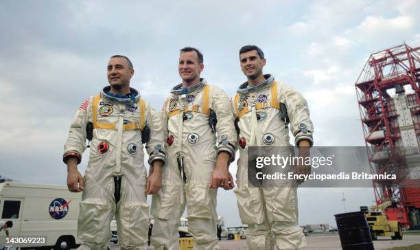 Grissom, White, And Chaffee, Crew Of Apollo 1, Virgil I Grissom, Edward H, White Ii, And Roger B, Chaffee, During Training In Florida, On January 27...