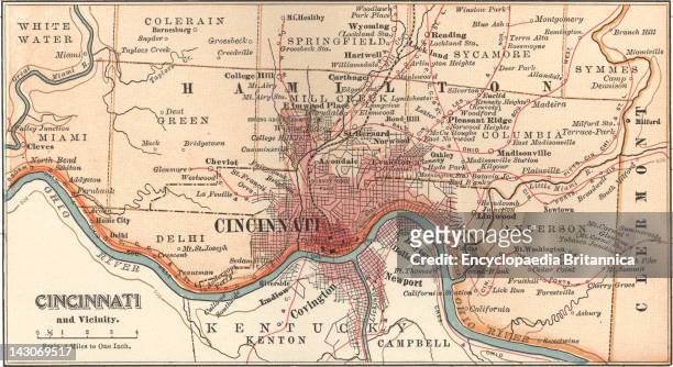 Map Of Cincinnati, Map Of Cincinnati, Ohio, Circa 1900, From The 10Th Edition Of Encyclopaedia Britannica.