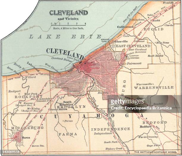 Map Of Cleveland, Map Of Cleveland, Ohio, From The 10Th Edition Of Encyclopaedia Britannica.