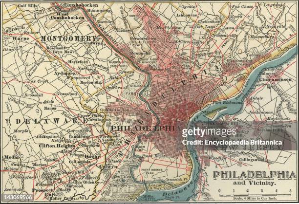 Map Of Philadelphia , Map Of Philadelphia, Pennsylvania, Circa 1900, From The 10Th Edition Of Encyclopaedia Britannica.