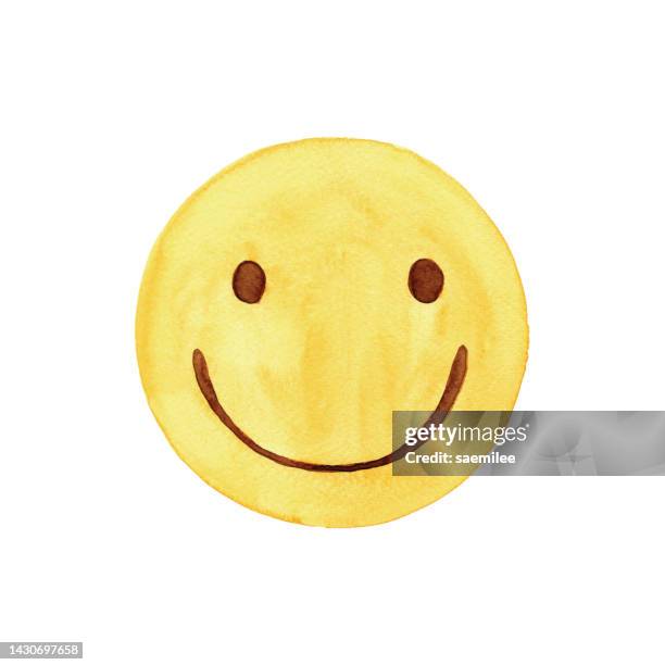 ilustraciones, imágenes clip art, dibujos animados e iconos de stock de acuarela cara sonriente - cara sonriente antropomórfica