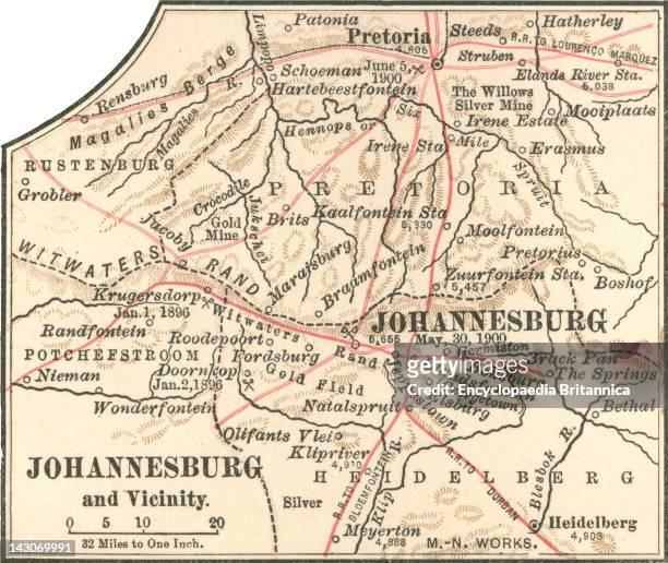 Map Of Johannesburg, Map Of Johannesburg, South Africa, Circa 1902, From The 10Th Edition Of Encyclopaedia Britannica.