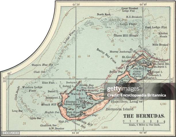 Map Of The Bermudas, Map Of The Bermudas, Circa 1902, From The 10Th Edition Of Encyclopaedia Britannica.