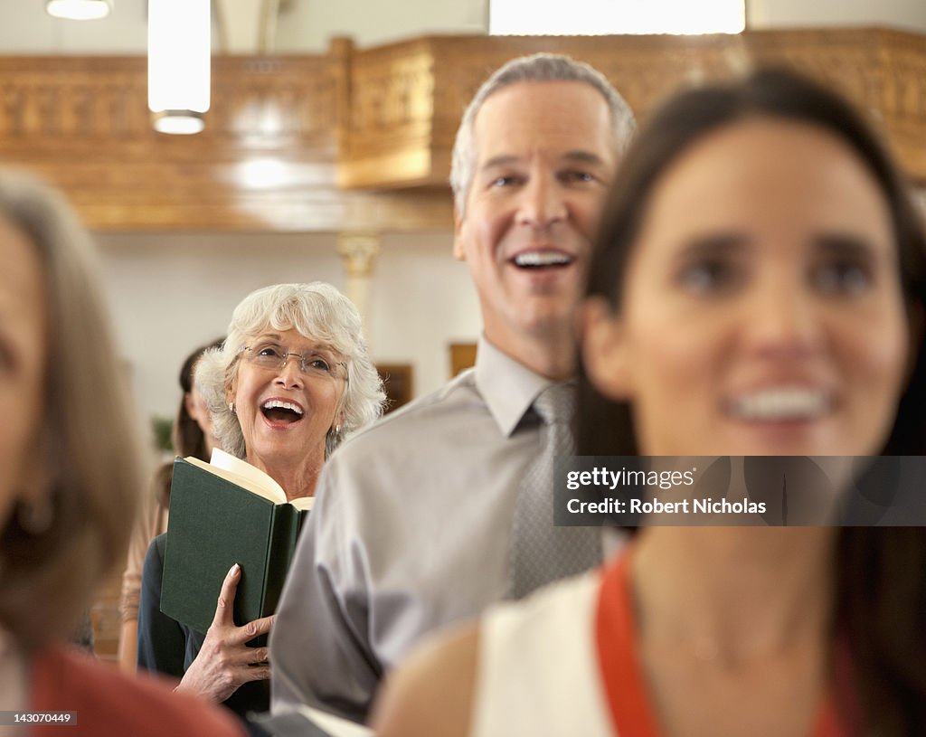 Congregation singing in church