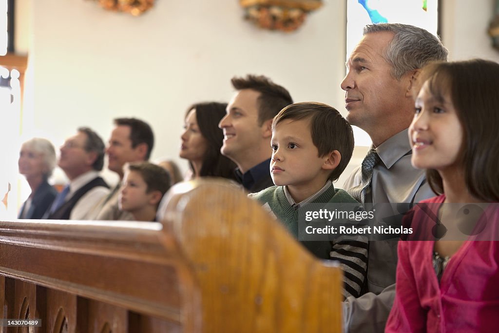 Congregation sitting in church