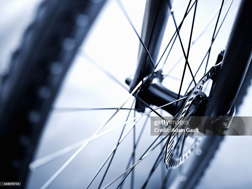 Close up of bicycle wheel