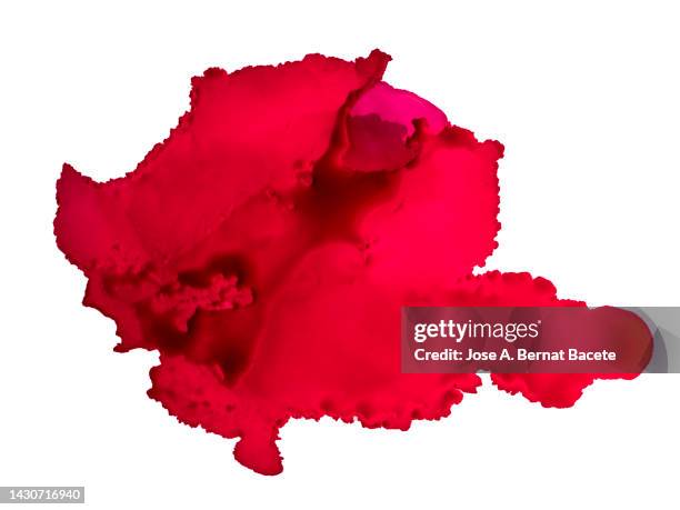 full frame of drops and splashes of red paint on a white canvas. - blood stained stock pictures, royalty-free photos & images