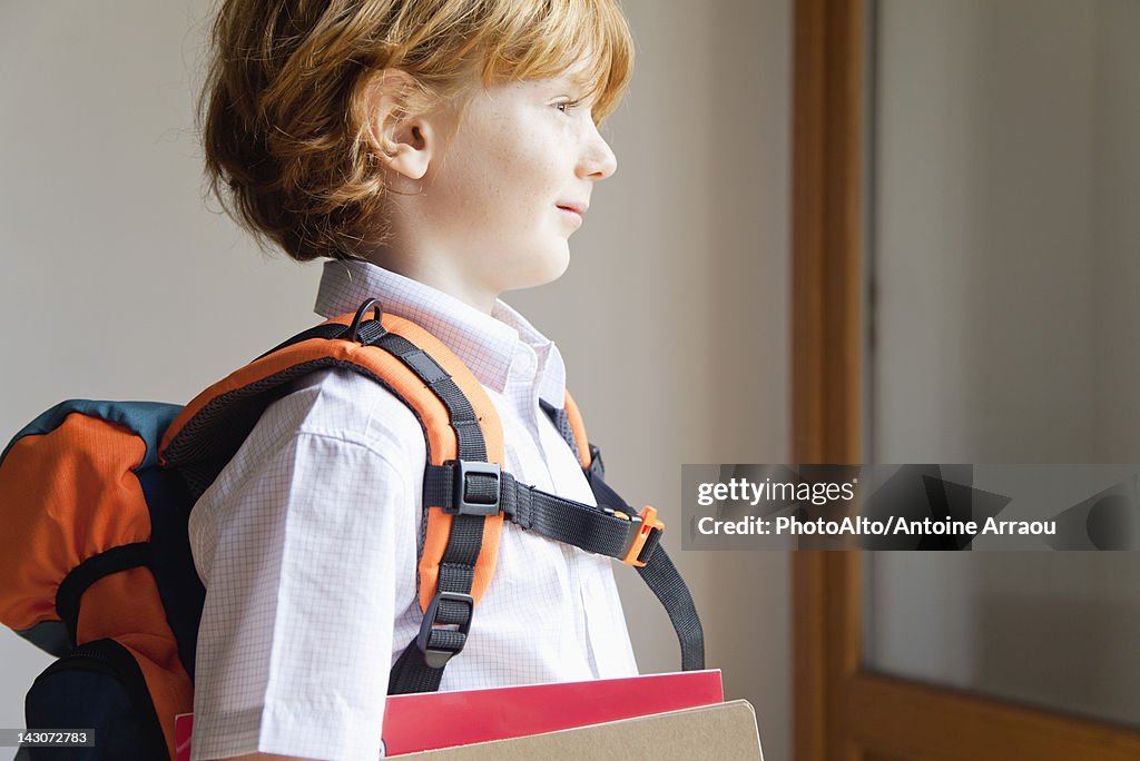 Boy prepared for school