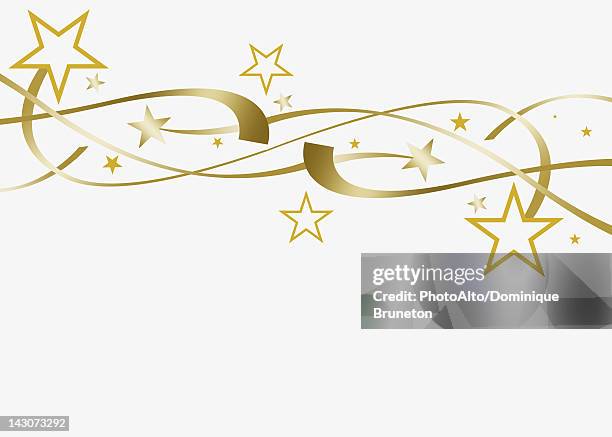 festive stars and streamers on white background - weihnachten stern stock-grafiken, -clipart, -cartoons und -symbole