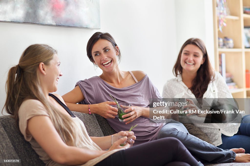 Women relaxing together with tea