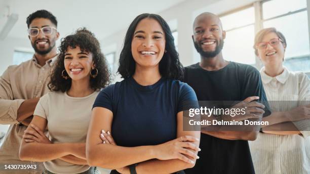 teamwork, motivation and vision with a female leader, manager or boss with her team in their office. collaboration, management and leadership with a business woman and staff at work in a startup - trainee program stock pictures, royalty-free photos & images