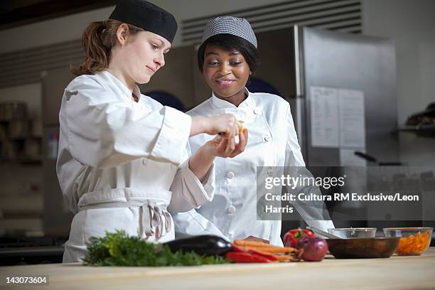 students practicing in cooking school - scottish food stock pictures, royalty-free photos & images