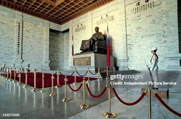 Interior vault of the Chiang Kai-shek Memorial Hall which contains a statue of President Chiang Kai-shek, Taiwan, China.