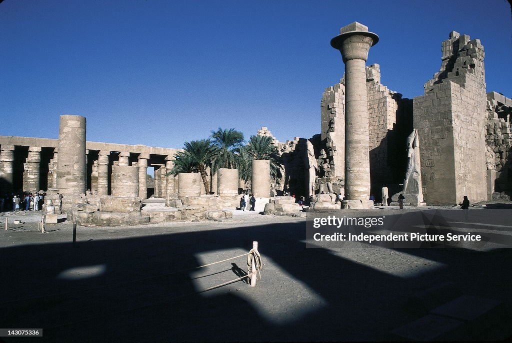 Tourists visiting an ancient archaeological site