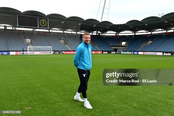 Ciro Immobile of SS Lazio looks during the walk around on October 05, 2022 in Graz, Austria.