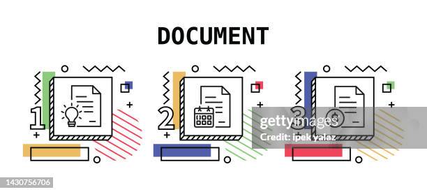 document , thin line icons in vector style. icons, infographics, mobile and web etc. color view, ready template. - email header stock illustrations