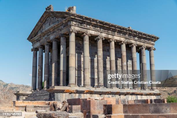 ancient garni pagan temple in armenia - armenian church stock pictures, royalty-free photos & images