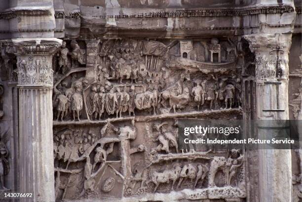 Detail of Arch of Septimus Severus, Rome.