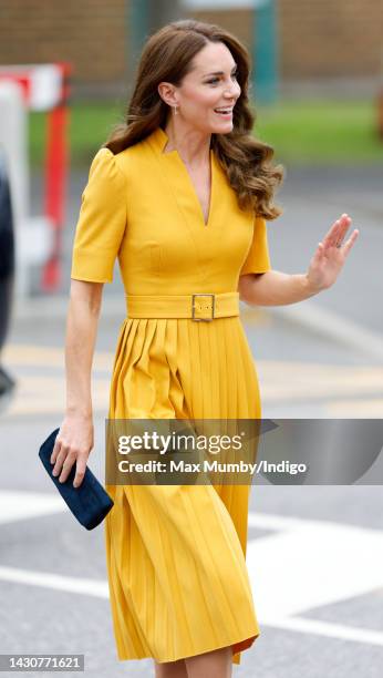 Catherine, Princess of Wales visits the Royal Surrey County Hospital's Maternity Unit at the Royal Surrey County Hospital on October 5, 2022 in...