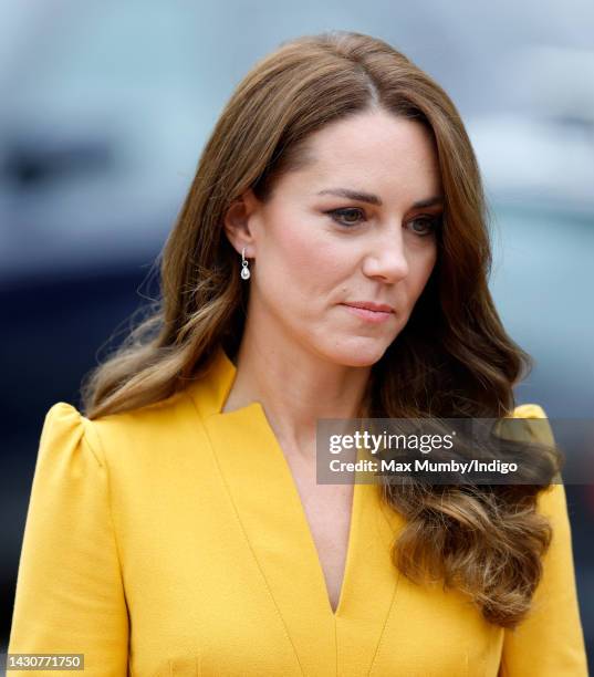 Catherine, Princess of Wales visits the Royal Surrey County Hospital's Maternity Unit at the Royal Surrey County Hospital on October 5, 2022 in...