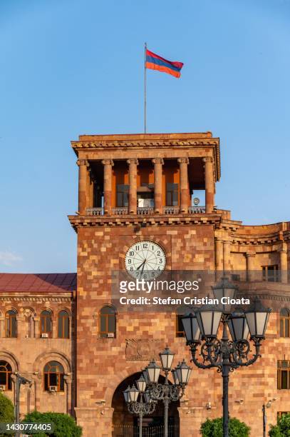 government house on the republic square in yerevan, armenia - armenia ストックフォトと画像