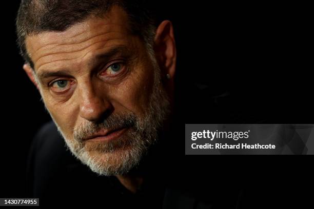 Manager of Watford, Slaven Bilic looks on prior to the Sky Bet Championship between Watford and Swansea City at Vicarage Road on October 05, 2022 in...