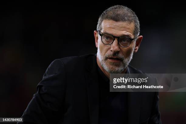 Manager of Watford, Slaven Bilic gives his players instructions from the side lines during the Sky Bet Championship match between Watford and Swansea...