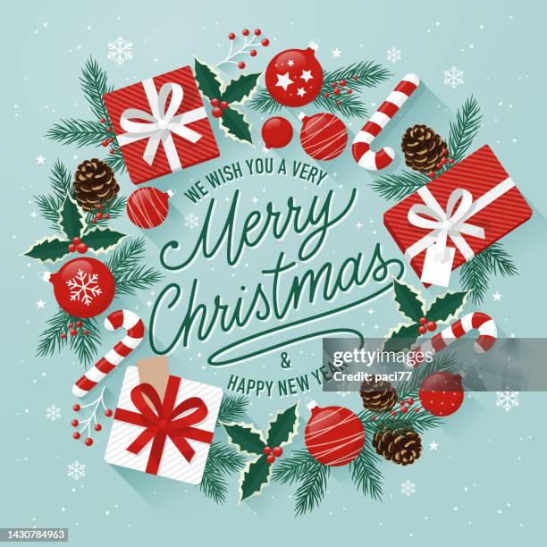 stockillustraties, clipart, cartoons en iconen met christmas greeting cards - composition