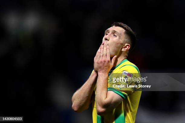 Dara O'Shea of West Bromwich Albion looks dejected after their side's defeat in the Sky Bet Championship between Preston North End and West Bromwich...