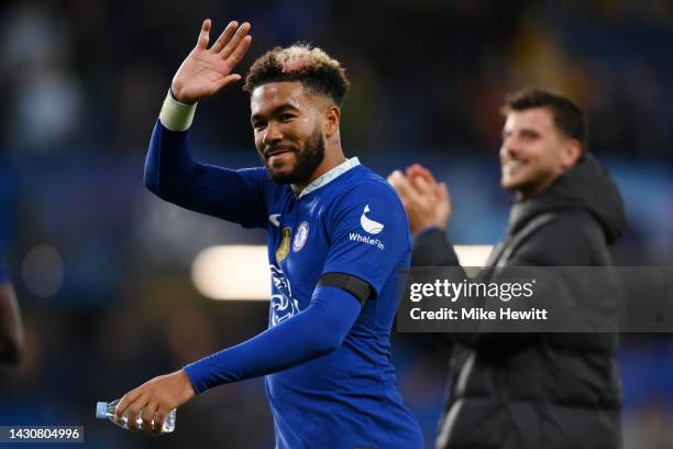 Reece James of Chelsea acknowledges fans after the UEFA Champions League group E match between Chelsea FC and AC Milan at Stamford Bridge on October...